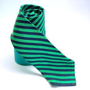 Robert Talbott for Nordstrom‎ Handsewn 100% Silk Green Navy Stripe Necktie